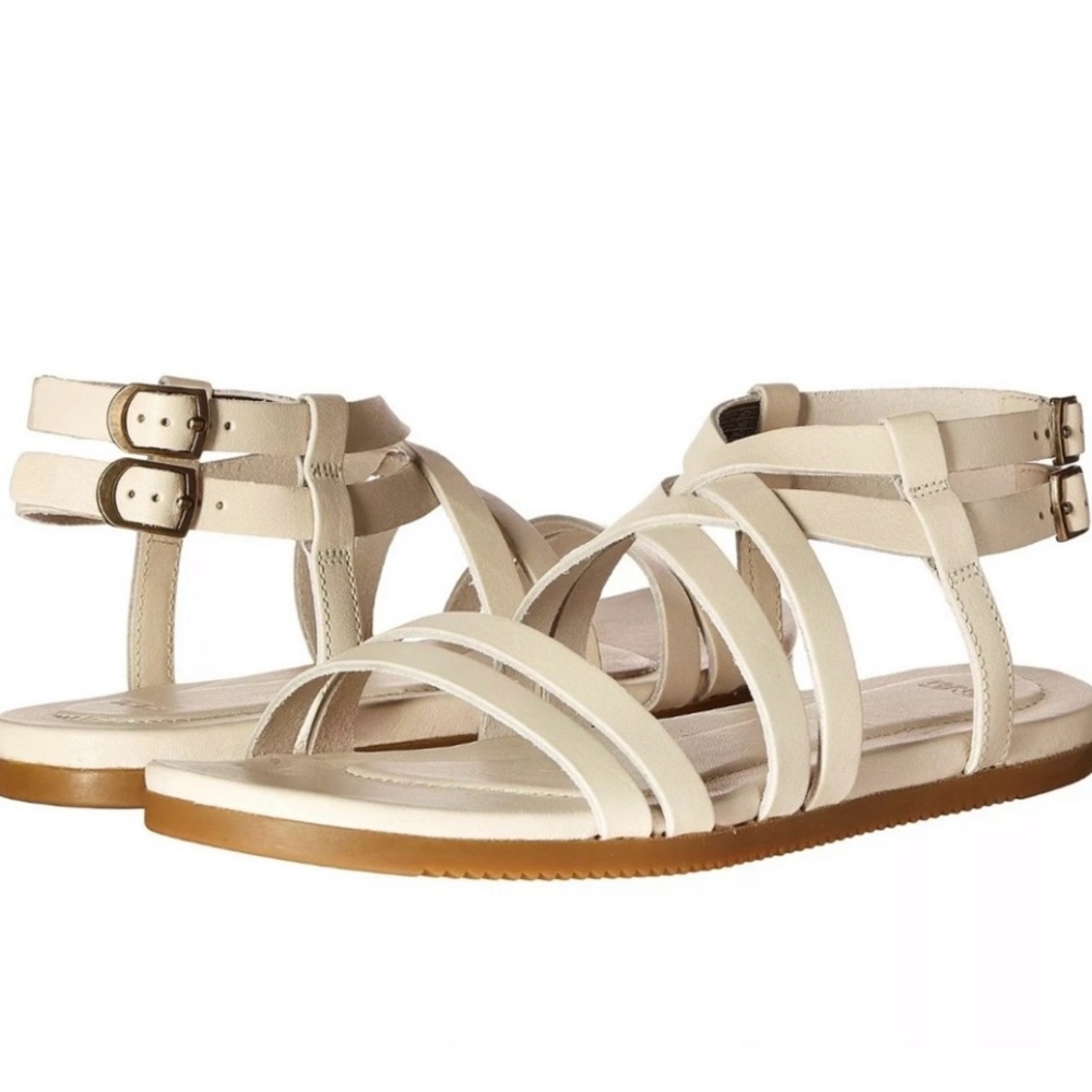 Women's Strappy Ankle Buckle Sandals - Cream